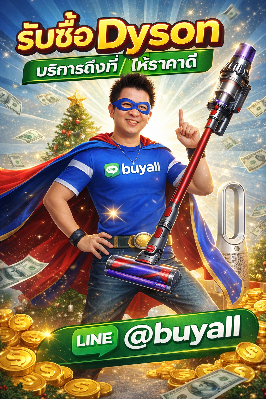 ภาพโปรโมตบริการรับซื้อDyson พร้อมข้อความ Line @buyall