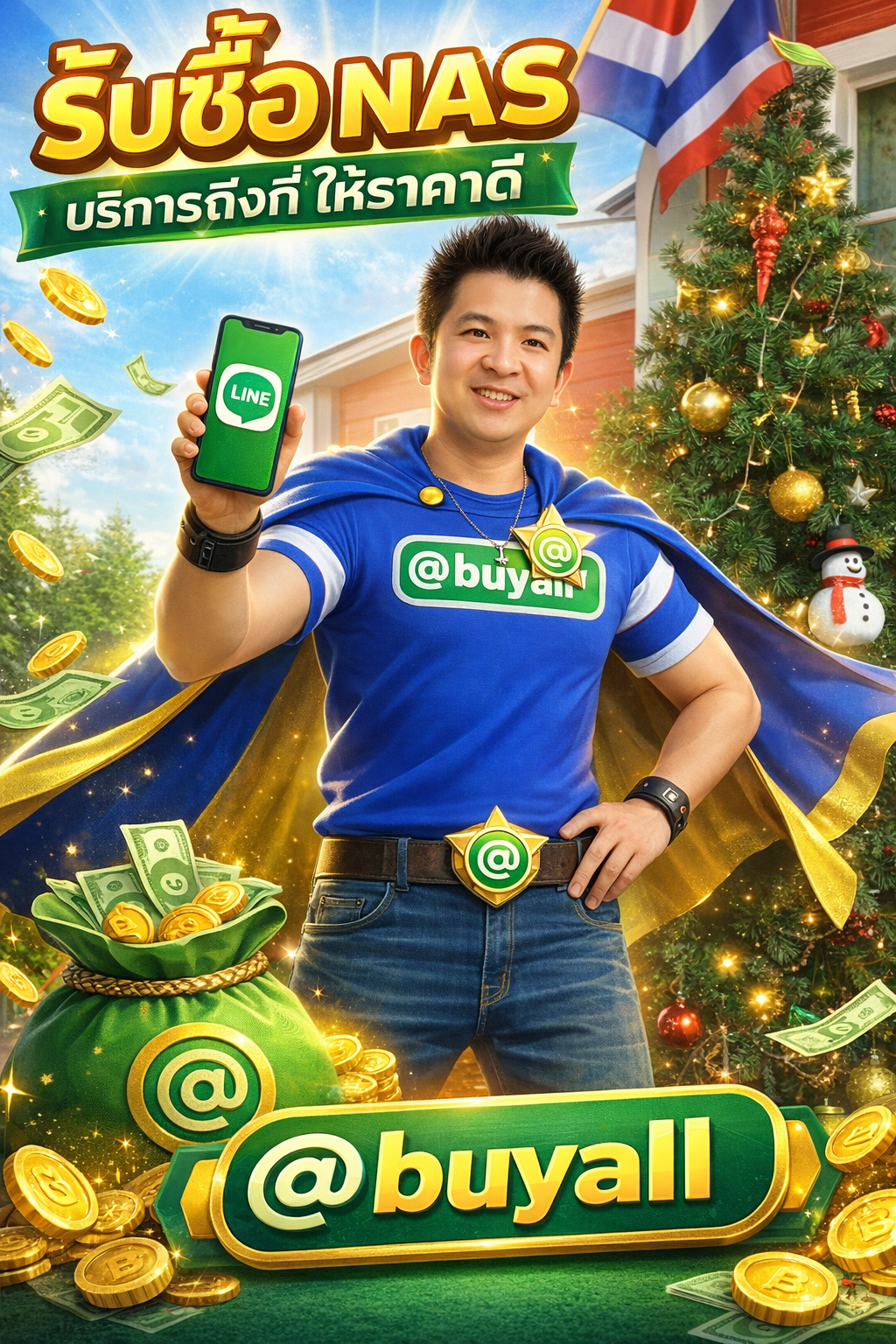ภาพโปรโมตบริการรับซื้อ NAS พร้อมข้อความ Line @buyall