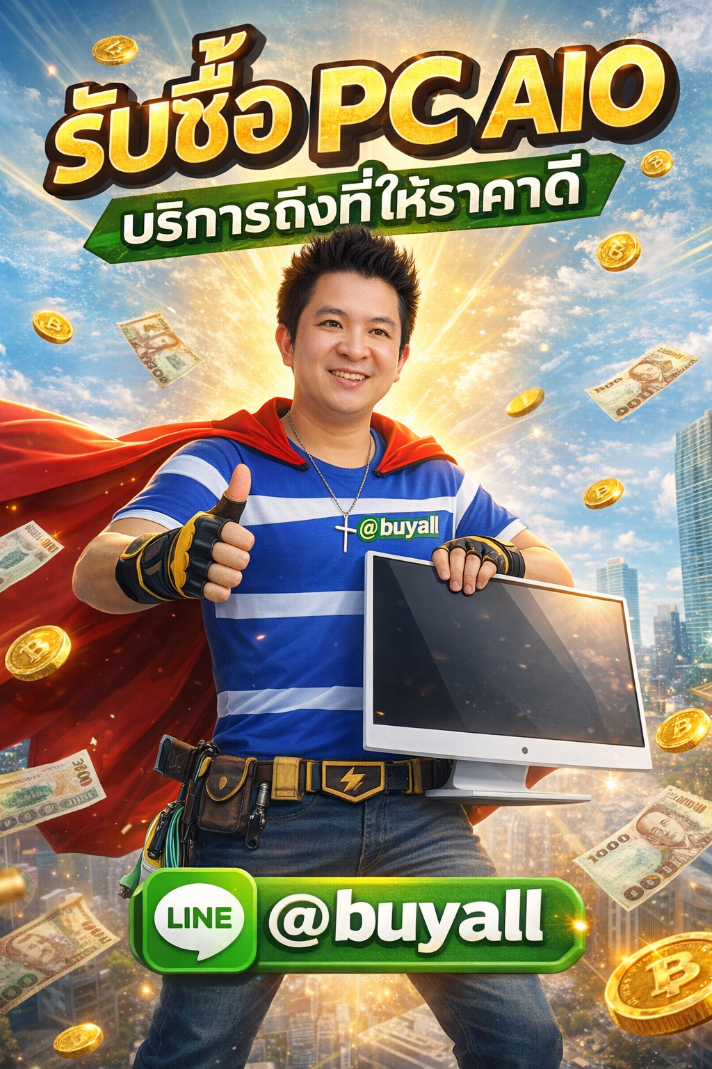 ภาพโปรโมตบริการรับซื้อของมือสองพร้อมข้อความ Line @buyall