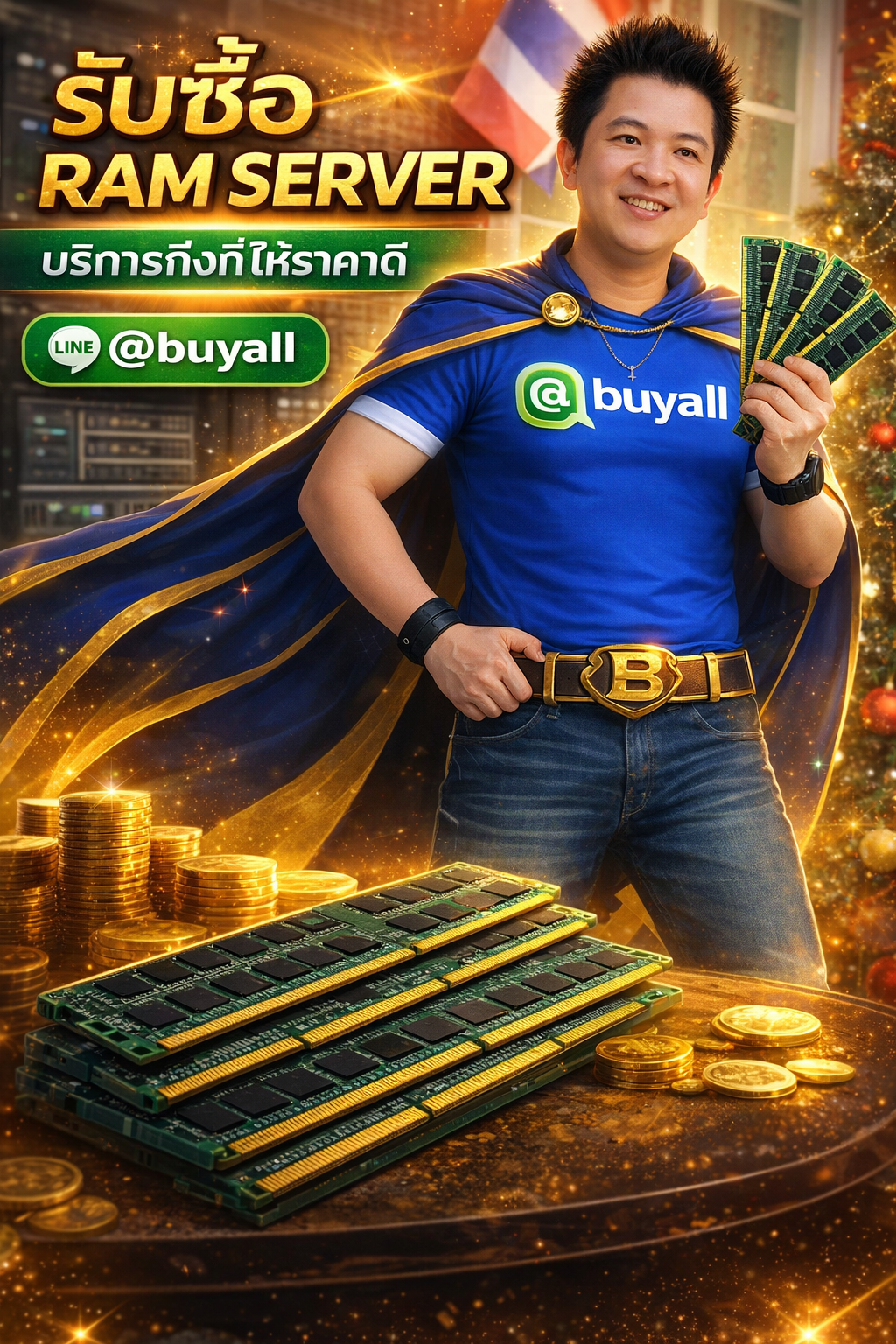 ภาพโปรโมตบริการรับซื้อ Ram Server พร้อมข้อความ Line @buyall